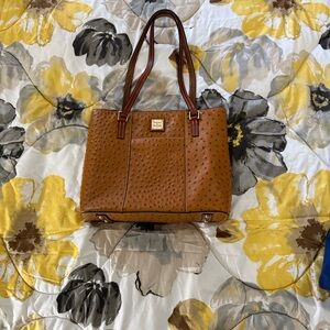 Dooney & Bourke Brown Ostrich-Embossed Tote